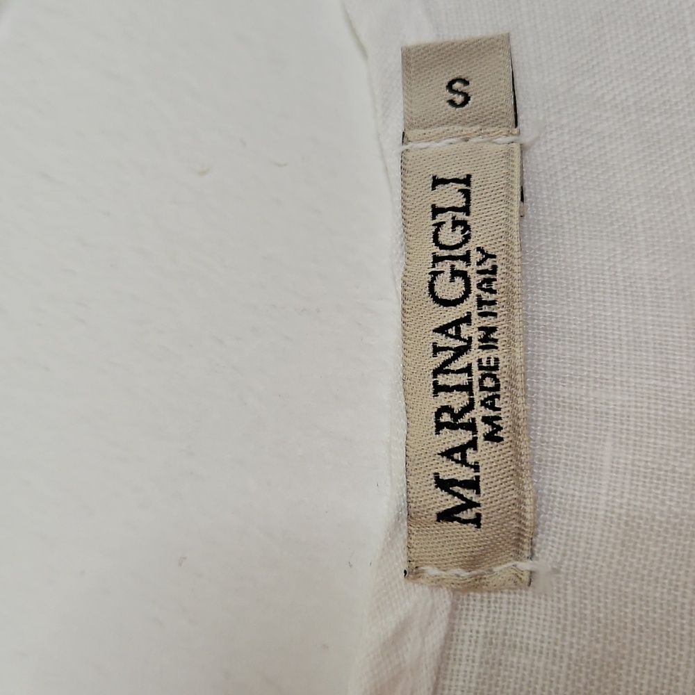 Marina Gigli White Linen Sleeveless Embroidered Blouse Size‎ Small - Picture 11 of 13